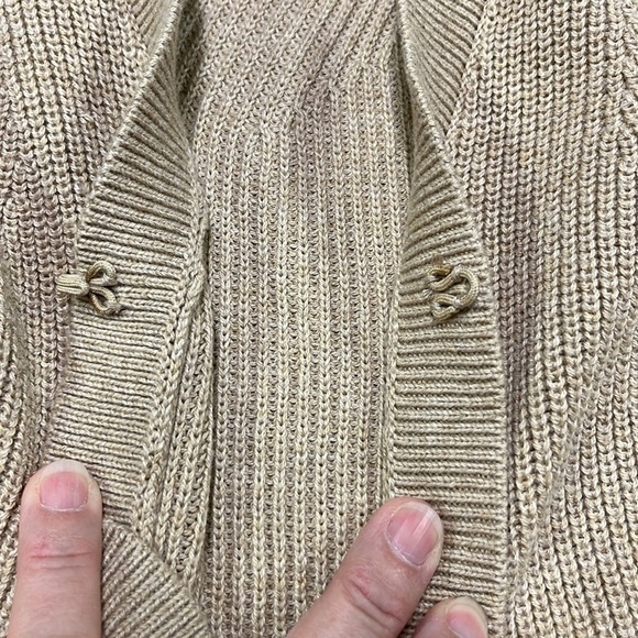 CABI Minimalist/Career Long Line V-Neck Long SLV Tan Cardigan Cotton Sweater M - Picture 6 of 16